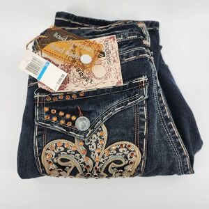 Laguna Beach Men's Size 36x30 Stitching Skull Swarovski Crystal Jeans MSRP $380